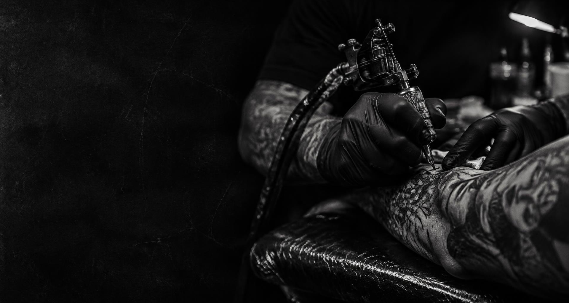 A tattoo artist at work